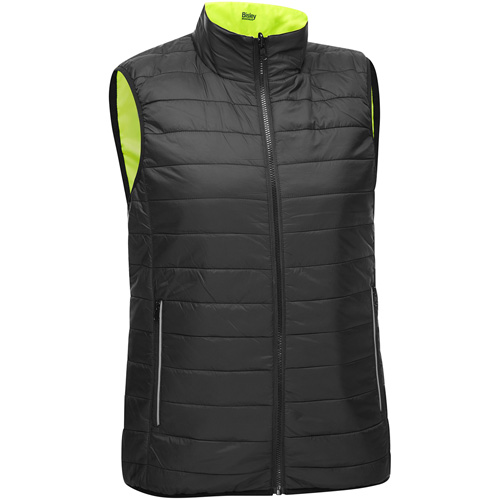 Bisley&reg; X-Back Women's Contoured Reversible Puffer Vest, High Visibility Lime-Yellow, Large, Polyester Seaboard Timber Mart