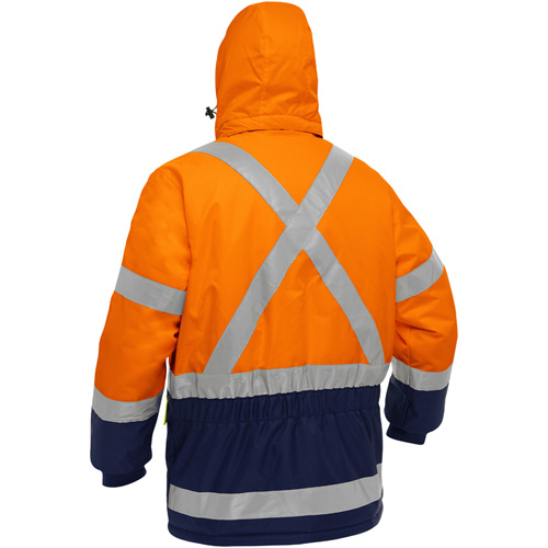 Manteau pour le froid extr&ecirc;me avec bas bleu marin et X au dos Bisley, Polyester, Orange haute visibilit&eacute;, 4T-Grand Seaboard Timber Mart