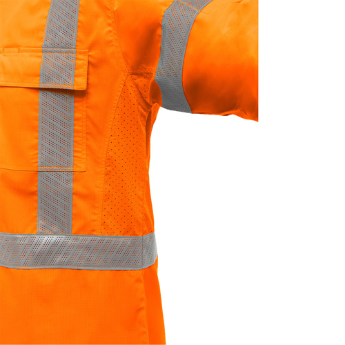 Bisley&reg; X-Back Long Sleeve Work Shirt with X-Airflow, Poly-Cotton, Small, High Visibility Orange Seaboard Timber Mart