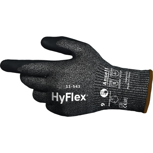 HyFlex&reg; 11-543 Cut Resistant Gloves, Size 6, 13 Gauge, Nitrile Coated, Nylon/Stainless Steel/HPPE/Spandex Shell, ASTM ANSI Level A7/EN 388 Level F Seaboard Timber Mart