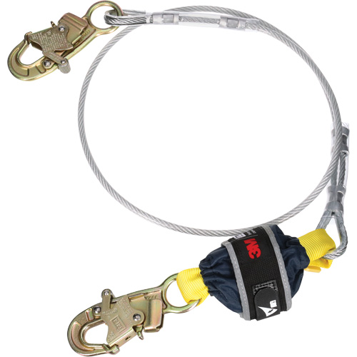 Cable Shock-Absorbing Lanyard, 6', Snap Hook Center, Snap Hook Leg Ends, Galvanized Steel Seaboard Timber Mart