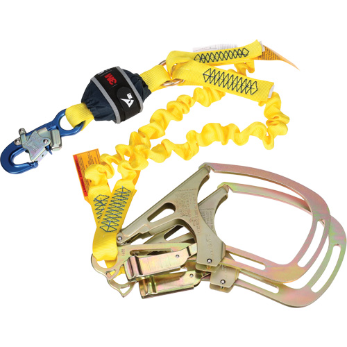 Twin-Leg Stretch Web Shock-Absorbing Lanyard, 6', Rebar Hook Center, Snap Hook Leg Ends Seaboard Timber Mart