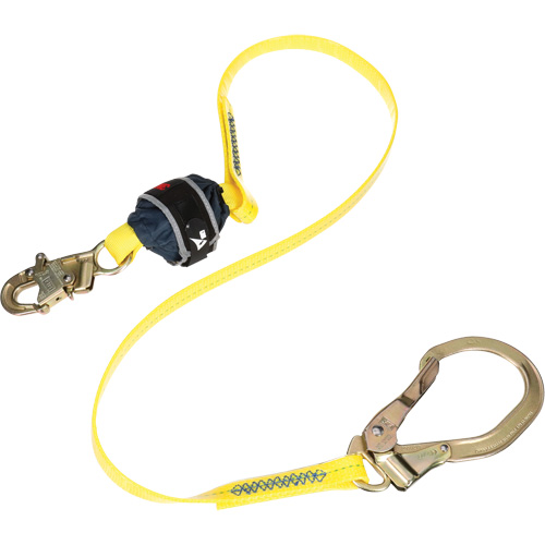 Coated Web Shock-Absorbing Lanyard, 6', Rebar Hook Center, Snap Hook Leg Ends Seaboard Timber Mart