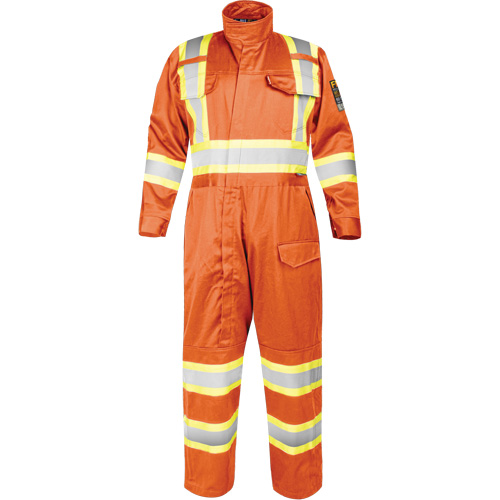 Fire-Resistant Coverall with High-Visibility Bands, Size Small, Orange Seaboard Timber Mart