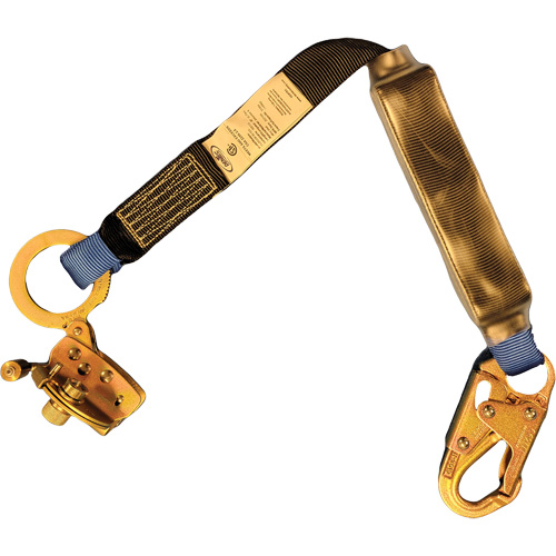 Trailing Rope Grab with Attached Shock Pack Lanyard, 2', Snap Hook Center, Snap Hook Leg Ends, Polyester Seaboard Timber Mart