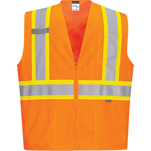 Veste de s&eacute;curit&eacute; &agrave; bandes contrastantes, Orange haute visibilit&eacute;, Petit, Polyester Seaboard Timber Mart