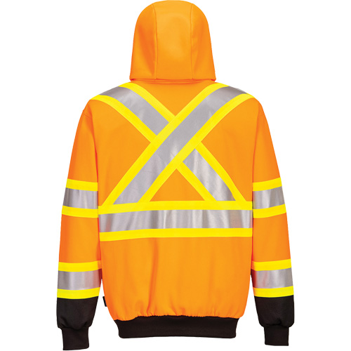 Contrast-Striped Safety Hoodie, Small, Black/High Visibility Orange Seaboard Timber Mart