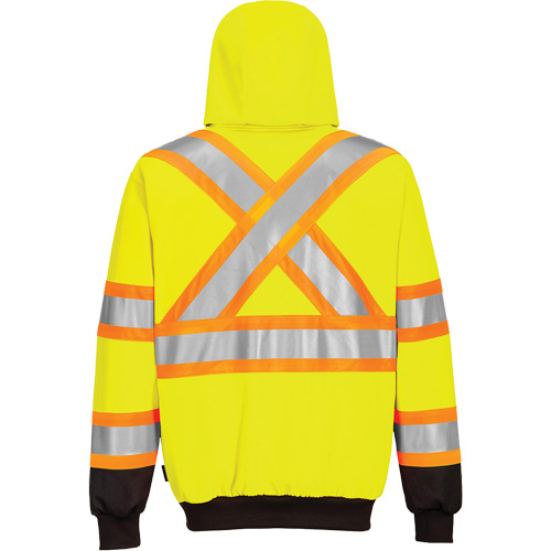 Contrast-Striped Safety Hoodie, Small, Black/High Visibility Lime-Yellow Seaboard Timber Mart