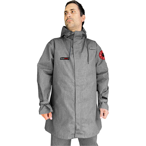Manteau CoreMAX FR 35" avec capuchon attach&eacute;, Moyen, Gris Seaboard Timber Mart