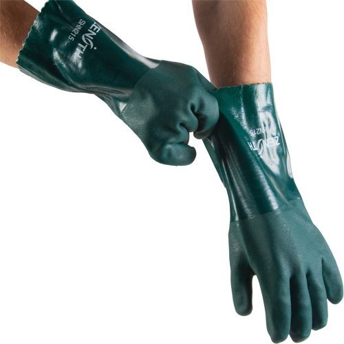 Gants verts &agrave; double enduit, 14" lo, PVC, Doublure en Jersey de coton, 70 mils Seaboard Timber Mart