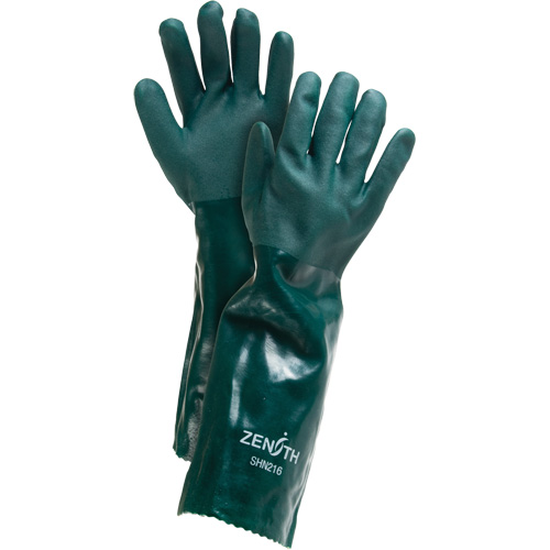 Double Dipped Green Gloves, 18" L, PVC, Cotton Jersey Inner Lining, 70-mil Seaboard Timber Mart