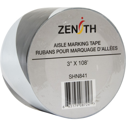Aisle Marking Tape, 3" x 108', PVC, Black and White Seaboard Timber Mart