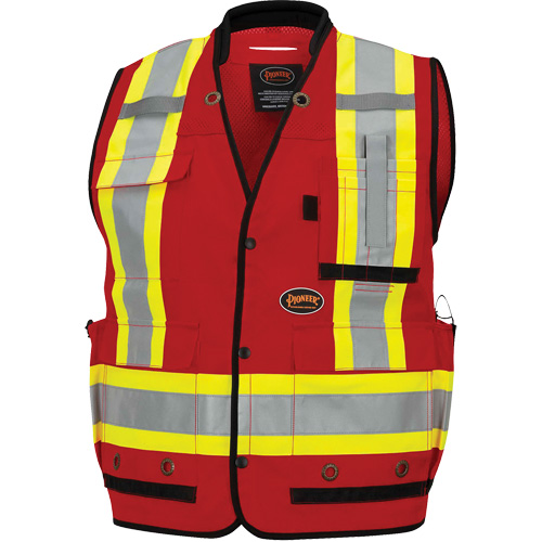 6678 Veste d'arpenteur antimicrobienne haute visibilit&eacute; avec dos en maille, Rouge, Petit, Polyester Seaboard Timber Mart