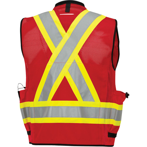 6678 Veste d'arpenteur antimicrobienne haute visibilit&eacute; avec dos en maille, Rouge, Petit, Polyester Seaboard Timber Mart