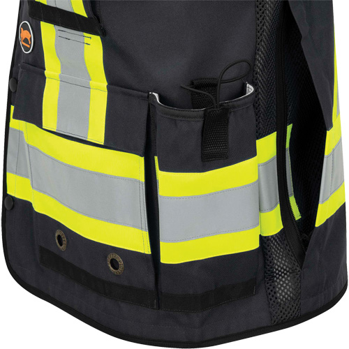6679 Veste d'arpenteur antimicrobienne haute visibilit&eacute; avec dos en maille, Noir, Petit, Polyester Seaboard Timber Mart