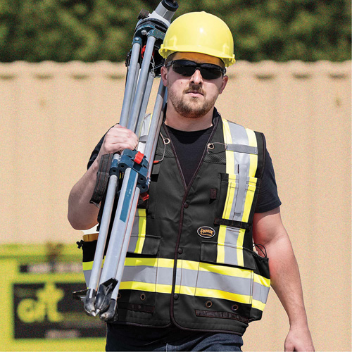 6679 Veste d'arpenteur antimicrobienne haute visibilit&eacute; avec dos en maille, Noir, Petit, Polyester Seaboard Timber Mart