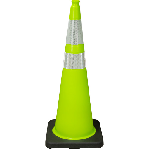 Premium Traffic Cone, 36", Lime Green, 4" & 6" Reflective Collar(s) Seaboard Timber Mart