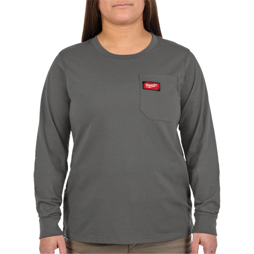 GRIDIRON Long Sleeve Pocket T-Shirt, Women's, X-Small, Grey Seaboard Timber Mart