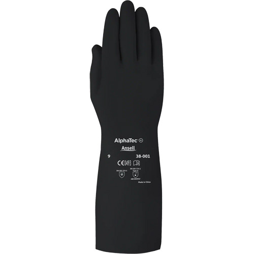 Gants d,usage moyen r&eacute;sistants aux produits chimiques AlphaTec 38001PP, Taille 7, 14" lo, Caoutchouc butyle, 14 mils Seaboard Timber Mart