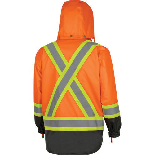 5056 Pioneer&reg; Yukon 7-in-1 Waterproof Winter Safety Parka, Polyester, Black/High Visibility Orange, X-Small Seaboard Timber Mart