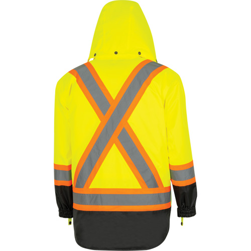 5057 Pioneer&reg; Yukon 7-in-1 Waterproof Winter Safety Parka, Polyester, Black/High Visibility Lime-Yellow, X-Small Seaboard Timber Mart