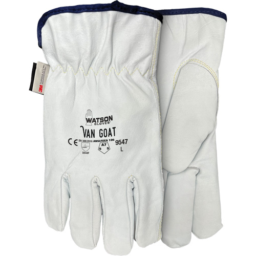 Gants de protection contre la coupe Van Goat 9547, T-petit, Paume en Cuir fleur de ch&egrave;vre, Para-aramide/Polyester/Acier/Thinsulate Seaboard Timber Mart