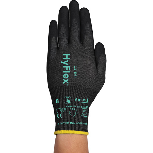 Gants r&eacute;sistants &agrave; la coupe HYFLEX 11-594, Taille 12/3T-Grand, Calibre 18, Rev&ecirc;tement Nitrile, Enveloppe en PEHP/Intercept, ASTM ANSI niveau A9/EN 388 niveau F Seaboard Timber Mart