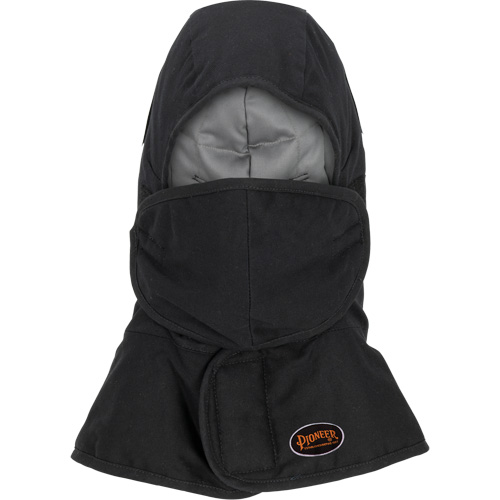 Pioneer 765A Flame-Resistant Quilted Hard Hat Liner with Long Neck & Detachable Mouthpiece, Black/Grey, Cotton/FR-Tech&reg;/Modacrylic/Nylon Seaboard Timber Mart