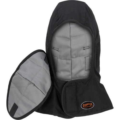 Pioneer 765A Flame-Resistant Quilted Hard Hat Liner with Long Neck & Detachable Mouthpiece, Black/Grey, Cotton/FR-Tech&reg;/Modacrylic/Nylon Seaboard Timber Mart
