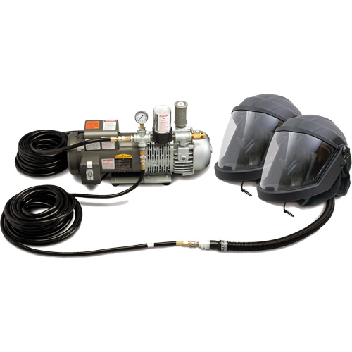 Syst&egrave;me de casque et de protection respiratoire &agrave; adduction d'air DEFENDER pour 2 travailleur Seaboard Timber Mart