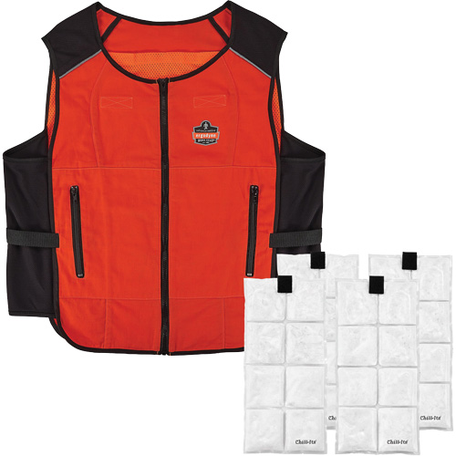 Chill-Its 6260 Lightweight Phase Change Cooling Vest with Rechargeable Packs, Large/X-Large, Orange Seaboard Timber Mart