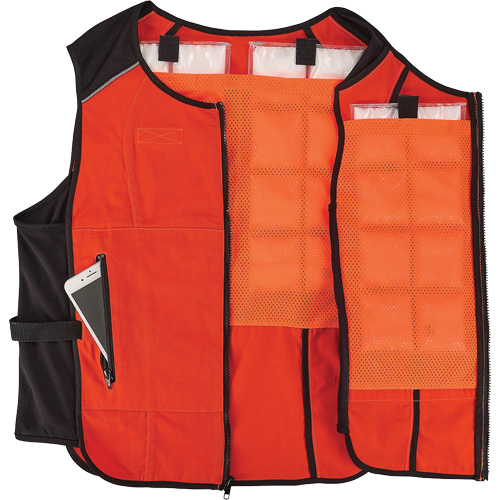 Chill-Its 6260 Lightweight Phase Change Cooling Vest with Rechargeable Packs, Large/X-Large, Orange Seaboard Timber Mart
