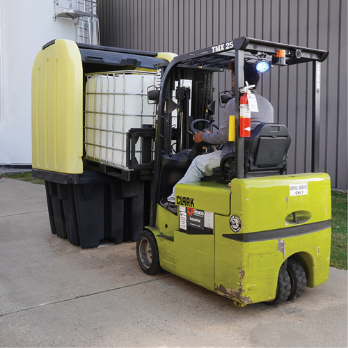 Yellow Roll Top Hardcover Spill Pallet, 65" L x 65" W x 101" H, 5000 lbs. Load Capacity Seaboard Timber Mart