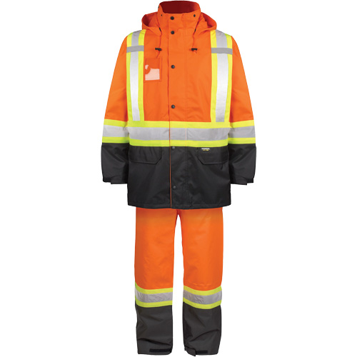 Ensemble de pluie haute visibilit&eacute; en tissu 150 deniers, Polyester, T-Grand, Orange haute visibilit&eacute; Seaboard Timber Mart