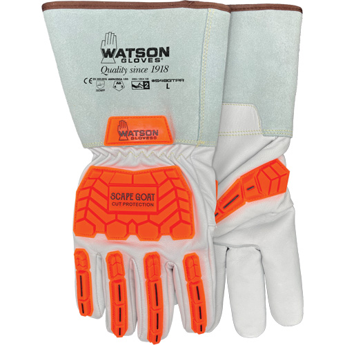 Scape Goat Cut-Resistant Gloves, Medium, Goatskin Palm, Gauntlet/Driver Cuff Seaboard Timber Mart