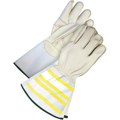 High-Visibility Utility Gloves with 6.25" Cuff, Medium, Grain Cowhide Palm Seaboard Timber Mart