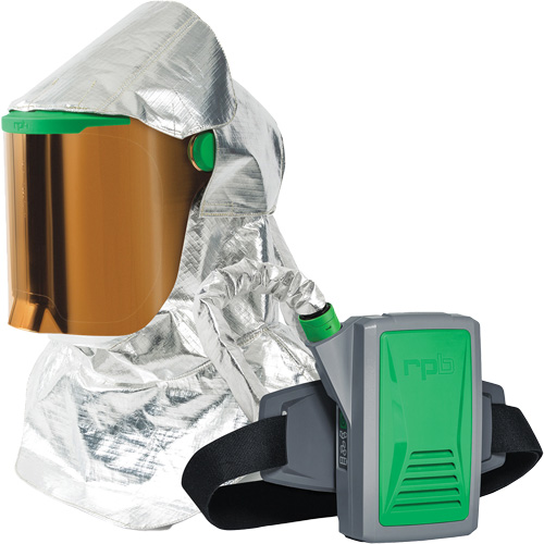 Respirateur &agrave; chaleur radiante Z-Link avec souffleur & montage &agrave; la ceinture, Respirateur &agrave; masque/Capuchon & visi&egrave;re, Pile Lithium-ion Seaboard Timber Mart