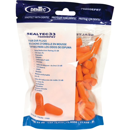 SEALTEC33 Orange Disposable Foam Earplugs, Bulk - Polybag Seaboard Timber Mart