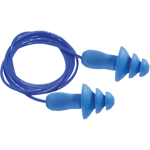 SEALTEC TipGrip Blue 100% Metal Detectable Reusable Earplugs, Corded, One-Size, Bulk - Box, 26 dB NRR dB Seaboard Timber Mart