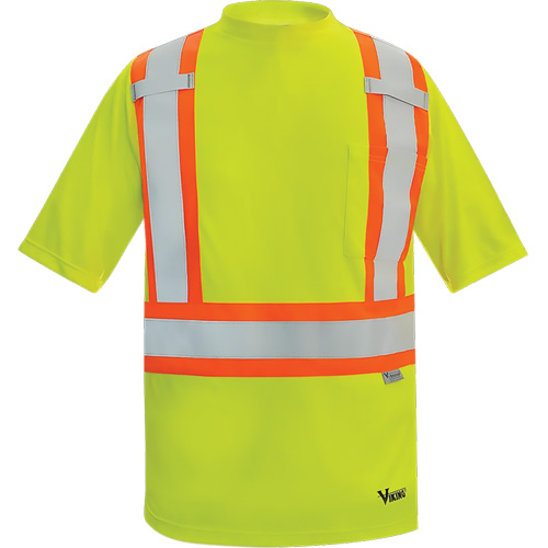 Viking&reg; Safety Bamboo Lined T-shirt, Polyester, X-Large, High Visibility Lime-Yellow Seaboard Timber Mart
