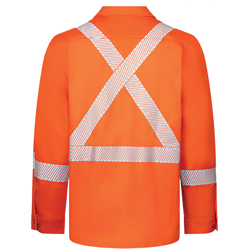 Chemise de travail haute visibilit&eacute; &agrave; bandes segment&eacute;es 7 oz de luxe Avenger, Style 652, Hommes, Petit, Orange Seaboard Timber Mart
