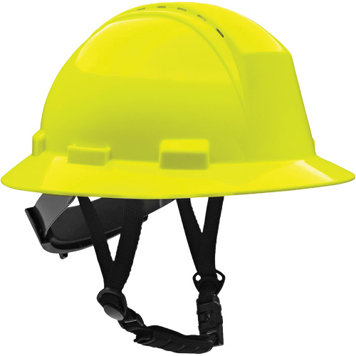 Kilimanjaro Full Brim Safety Helmet with HDPE Shell, Meets CSA Type 2, Ratchet Suspension, Vented Seaboard Timber Mart