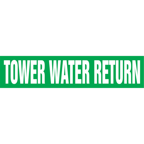 Marqueurs de tuyau "Tower Water Return", Autocollant, 2-1/2" h x 12" la, Blanc/vert Seaboard Timber Mart