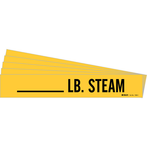 Marqueurs de tuyau LB. Steam, Autocollant, 2-1/4" h x 2-3/4" la, Noir sur jaune Seaboard Timber Mart