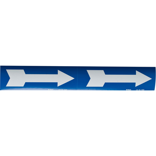 Arrow Pipe Markers, Self-Adhesive, 4" H x 12" W, White on Blue Seaboard Timber Mart