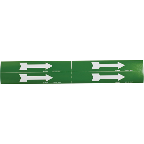 Arrow Pipe Markers, Self-Adhesive, 1-1/8" H x 7" W, White on Green Seaboard Timber Mart