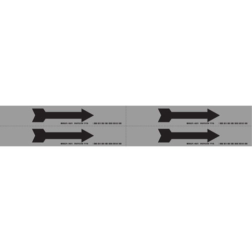 Marqueur de tuyau  Arrow, Autocollant, 1-1/8" h x 7" la, Noir sur aluminium Seaboard Timber Mart