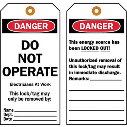 &eacute;tiquettes de verrouillage, Plastique, 3" la x 5-1/2" h, Anglais Seaboard Timber Mart