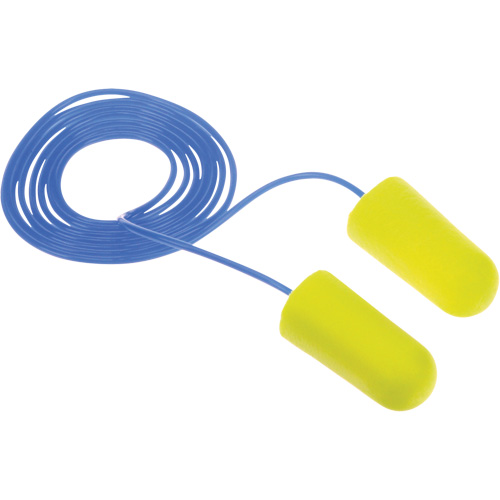 Bouchons d'oreilles n&eacute;on jaune E-A-Rsoft, Vrac - Sac en poly, Avec cordon Seaboard Timber Mart