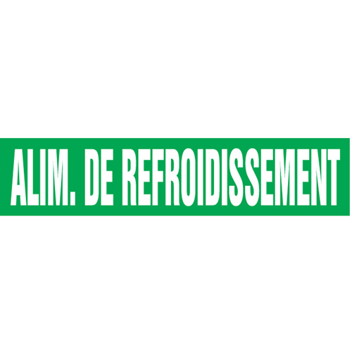 Marqueurs de tuyau "Alim. de Refroidissement", Autocollant, 2-1/2" h x 12" la, Blanc/vert Seaboard Timber Mart
